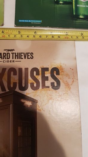 3 x advertising show cards ,,nice condition,,collectors item,,price includes post to anywhere in ireland thank you, take as is,some wear ,,applemans,Heineken, orchards thieves,,