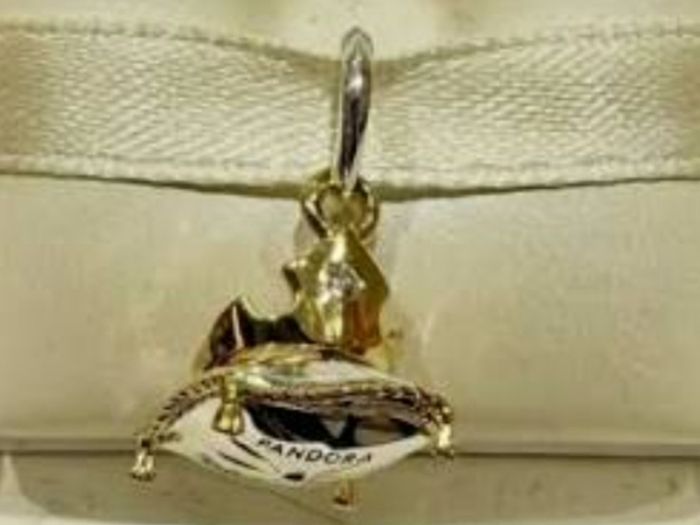 Pandora Disney Princess Auroras Crown on  golden Pillow with Lab grown Diamond  New