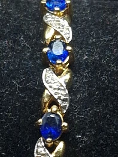 French Made Gold Plated Bracelet with Sapphire-Blue Stones | 18cm