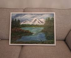 Mountain and Lake Scene Original Painting