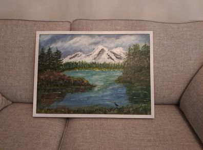 Mountain and Lake Scene Original Painting