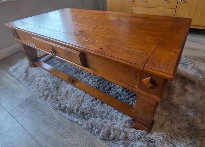 Rustic Solid Wood Coffee Table Farmhouse Style