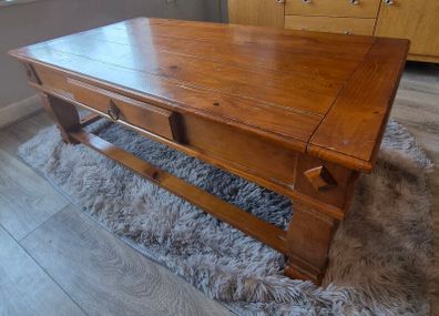 Rustic Solid Wood Coffee Table Farmhouse Style
