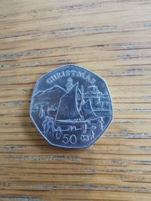 1981 Isle of Man christmas 50 pence coin