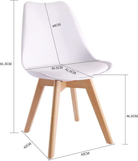 Set of 4 Dining Room Chairs Padded Chairs with Beech Wood Legs
