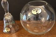 Crystalex Bohemia Glass Rose Bowl and Bell
