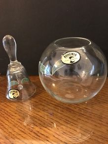 Crystalex Bohemia Glass Rose Bowl and Bell