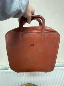 Vintage early computer IBM bag tools leather