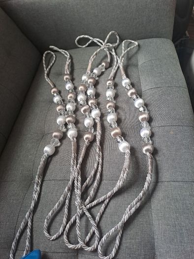 Curtain Tie-Backs (3 Pairs) - Silver & 'Crystal'