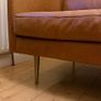 Three seater contemporary tan leather sofa Image 4