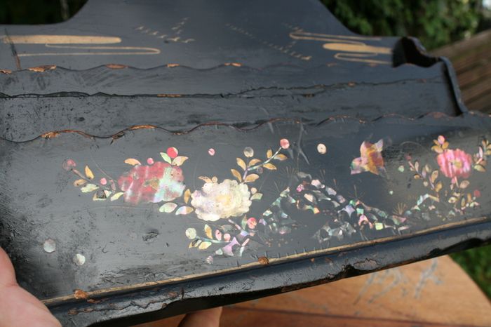 Antique Hand Painted Papier Victorian Mail Holder  Art 12" X 8"