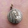 Vintage St Bernadette Sliding Medal with Tissue Relic--Vintage/Antique Round Reliquary/Theca Necklace Pendant--Lourdes Soubirous Saint Catholic Image 10