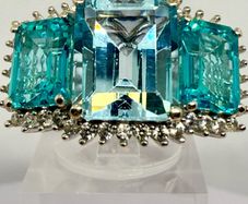 Gem Fiesta - Blue Topaz, White Zircon Paraiba Topaz Cluster Ring