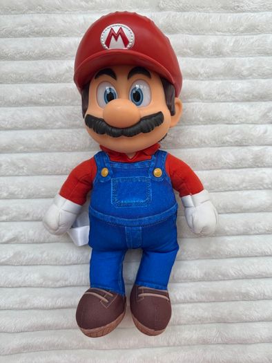 Nintendo The Super Mario Bros. Movie Mario Poseable Plush approx. 14 Vinyl Head Used Please see pictures