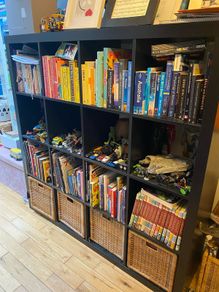 IKEA KALLAX 4x4 Shelving Unit Black with Rattan Baskets