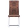 Cantilever Dining Chairs 4 pcs Brown Faux Suede Leather Image 3