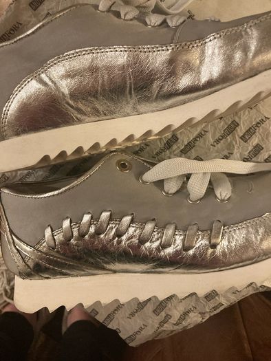 Andia Fora Made in Italy Top Quality Designer Silver Trainers - Size 41
