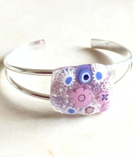 Handmade Glass Fused Dichroic Bangle - FREE DELIVERY