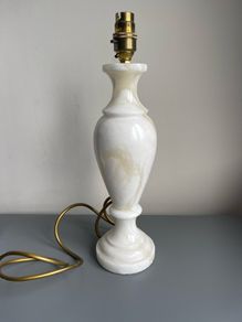 Vintage Antique white onyx marble table lamp