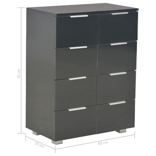 Sideboard High Gloss Black 60x35x76 cm Chipboard