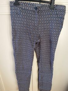 Navy & blue design straight leg trousers size 12