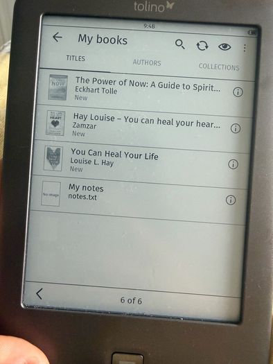 Tolino e-reader loaded with over 50 free books