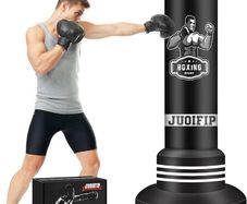 Freestanding Punching Bags for Adults - 175cm Heavy Punching Bag with Stand - Men Standing Boxing Bag Inflatable Kickboxing Bag for Training MMA Muay Thai Fitness