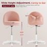 Vanity Chair, Desk Chair without Armrests, Swivel Chair with Back Support, Comfortable Office Chair on Wheels, Height-Adjustable Home Office Chair, Pink Fleece Image 2