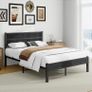 Double Bed Frame with Retro Wooden Headboard  Under-Bed Storage for Medium Bedrooms, Master/Guest Room, Couples, Heavy Duty Metal Frame 800 lbs, Noise-Free Sleep, Easy Assembly, Black Oak Image 2