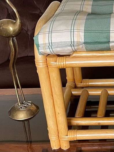 Sturdy Versatile Rattan and Bamboo Low Stool Footstool VGC