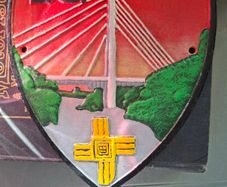 Heavy Cast Iron GAA Crest for Louth, including the Mary McAleese Boyne Cable Bridge and the St. Brigid's Cross, postage available or collection