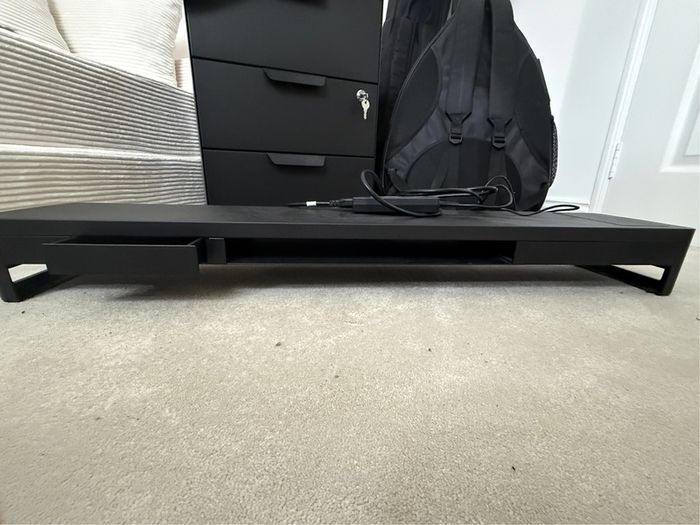 Dual Monitor Stand Riser with Drawer, Wireless Charging, USB