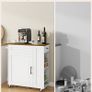Rolling Kitchen Island Cart with Storage Space Kitchen Island Table with Trash Can, 5 Swivel Castors, Drawer, Spice Rack and Towel Holder for Kitchen Image 4