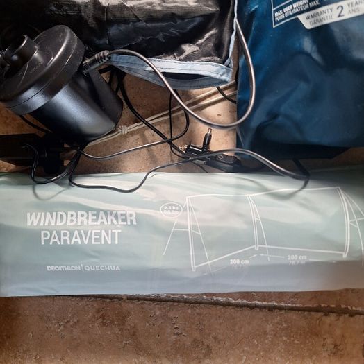 Camping Bundle - Decathlon Quechua Air Bed, Electric Pump & Windbreaker