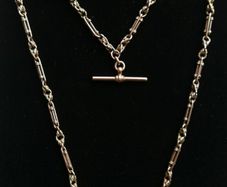 Victorian  heavy real 9 Carat Gold Albert or Necklace Chain with T-Bar length 20" - 24,3g