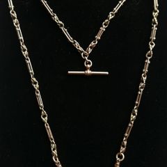 Victorian  heavy real 9 Carat Gold Albert or Necklace Chain with T-Bar length 20" - 24,3g