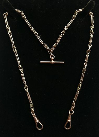 Victorian  heavy real 9 Carat Gold Albert or Necklace Chain with T-Bar length 20" - 24,3g