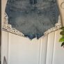 shorts miss selfridge size 10 denim shorts with lace detail button opening Image 10