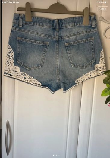 shorts miss selfridge size 10 denim shorts with lace detail button opening