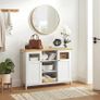Sideboard Kitchen Cabinet with Doors Side Cabinet Glass Window 100 x 30 x 76.5 cm Cabinet for Living Room Dining Room Kitchen Hallway Office White Image 3