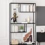 Black Bookshelf, Industrial Bookcase Open Storage Shelves with Metal Frame, Freestanding Display Rack Tall Shelving Unit for Living Room, Bedroom, Office, Black Image 5