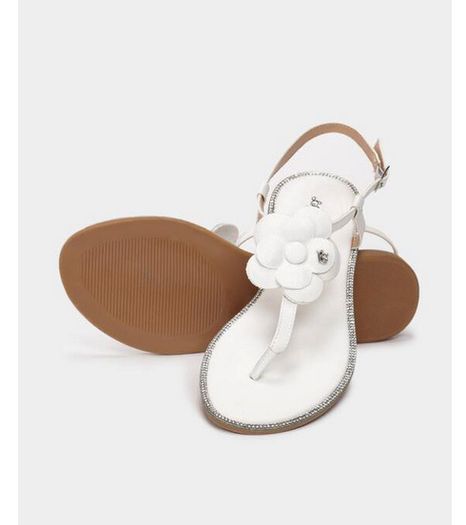 Lovely White Sandals with Sparkly Gems size 6