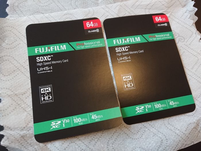 Two 64GB Fujifilm SD Cards