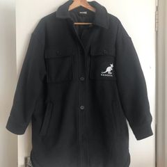 KANGOL Dark Grey Chunky Shacket Coat
