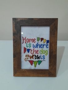 Home is where the dog is cross stitch picture