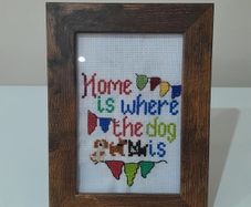 Home is where the dog is cross stitch picture