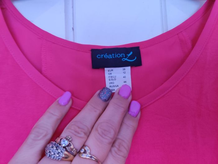 Creation L pink top with lace size UK12 EU40 Perfect condition Postage included