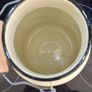 Vintage cream-coloured enamelware milk churn Image 4