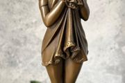 The Sad Girl - Bronze, Marble, Signed