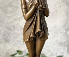 The Sad Girl - Bronze, Marble, Signed